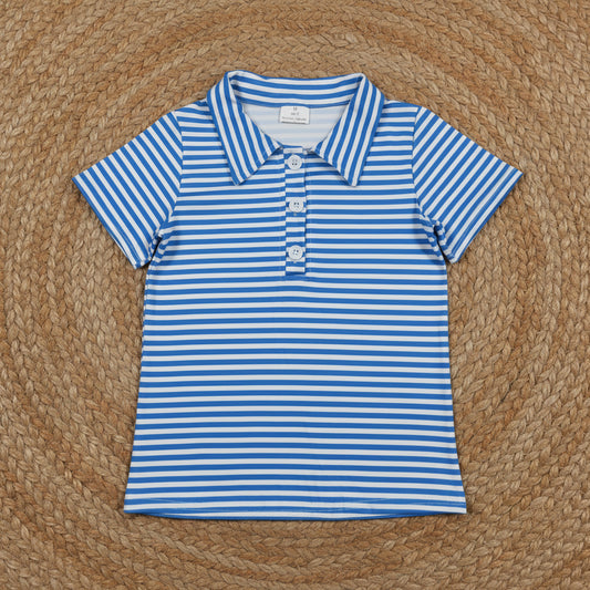 blue stripes button up t-shirt boy clothing