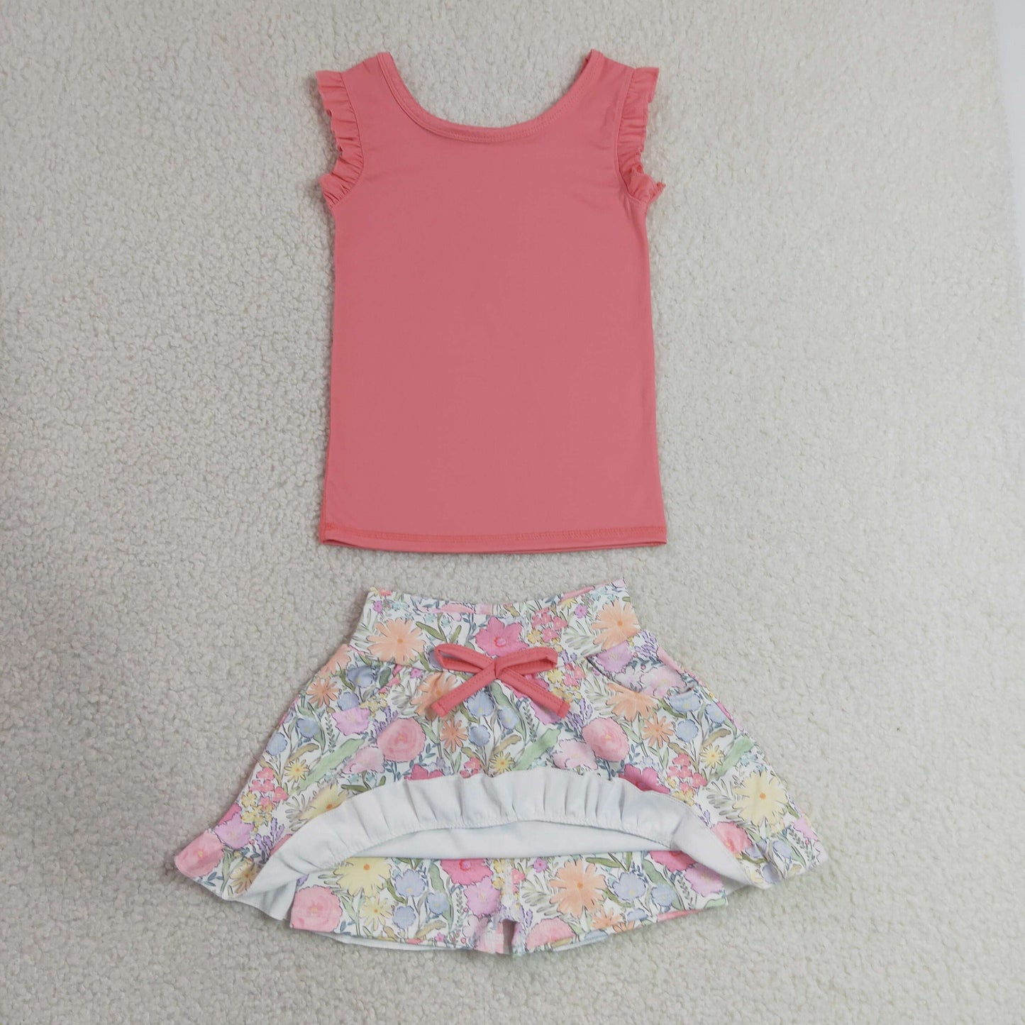pink top floral active skort set girls athletic outfit