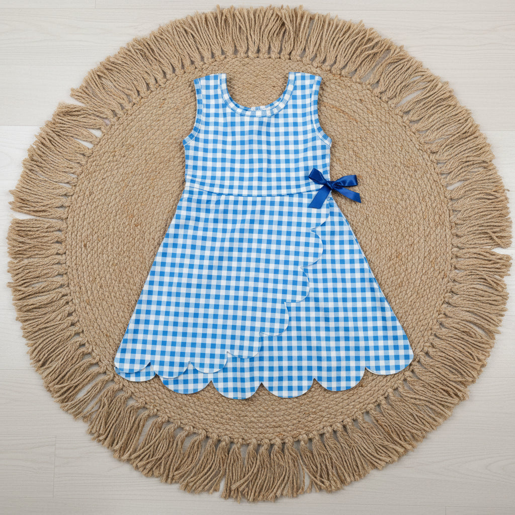 blue gingham scallop athletic dress