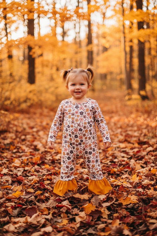 fall flower girl romper