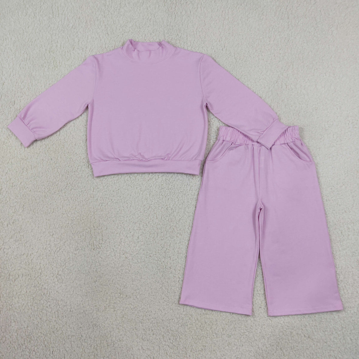 cotton lavender sweatershirt wide leg pants set girl clothing