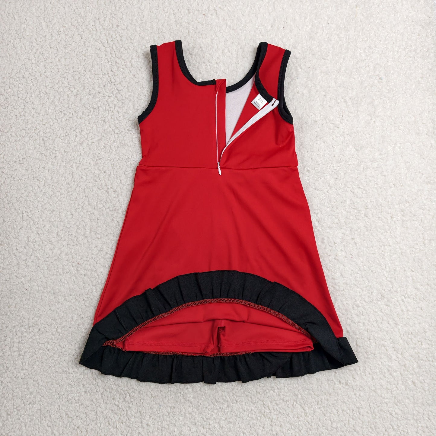 solid red and black ruffle athletic dress