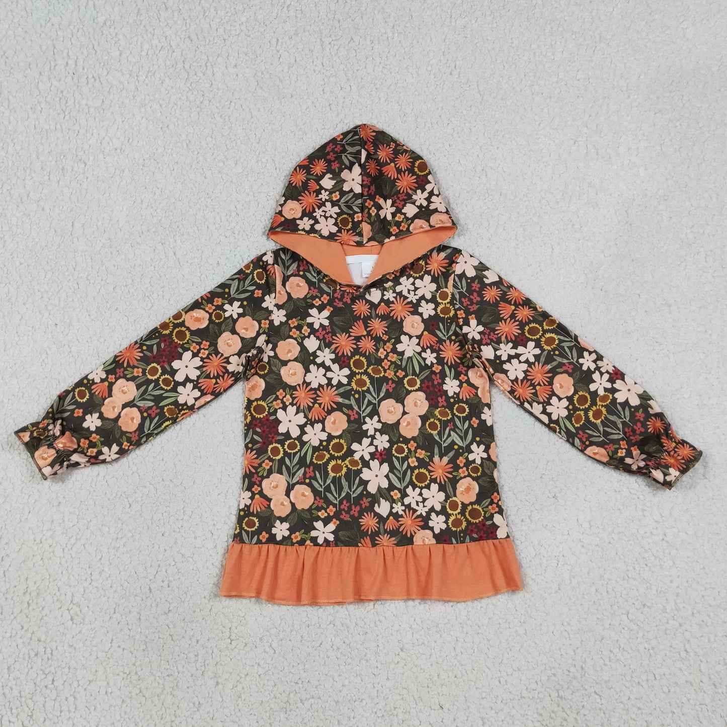 long sleeve baby girl fall flower ruffle hoodie