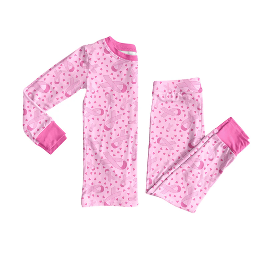 Custom Baby Girls Wear Pink In Oct Bows Top Pants Lounge Wear Pajamas Sets D 8.13