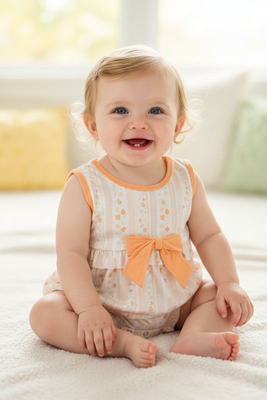 SR4122 striped floral romper baby girl clothes