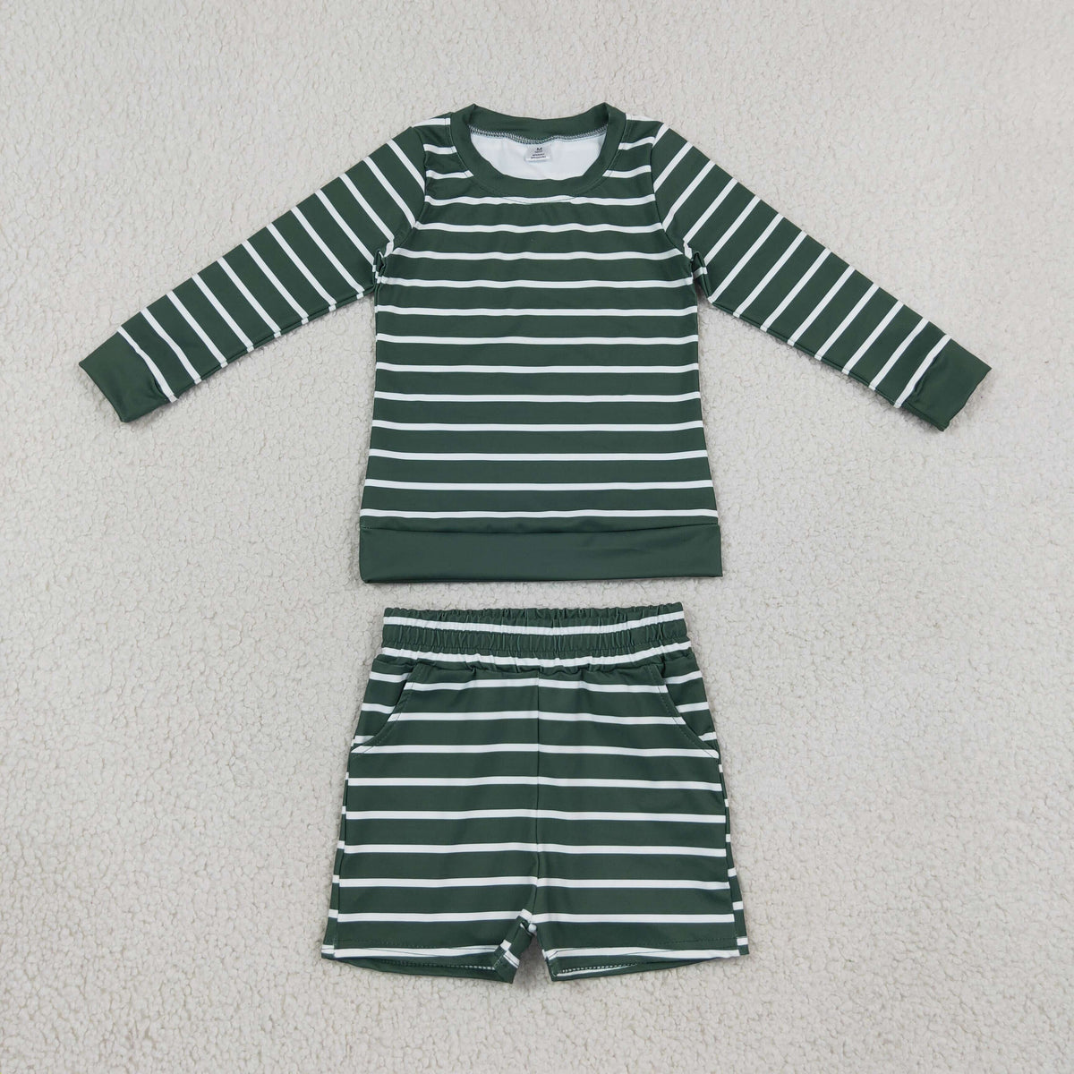 green white athletic stripe shorts set yoga outfit girls clothing