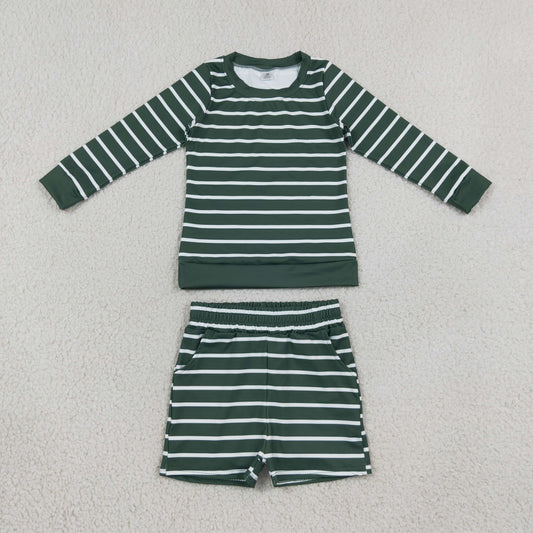green white athletic stripe shorts set yoga outfit girls clothing