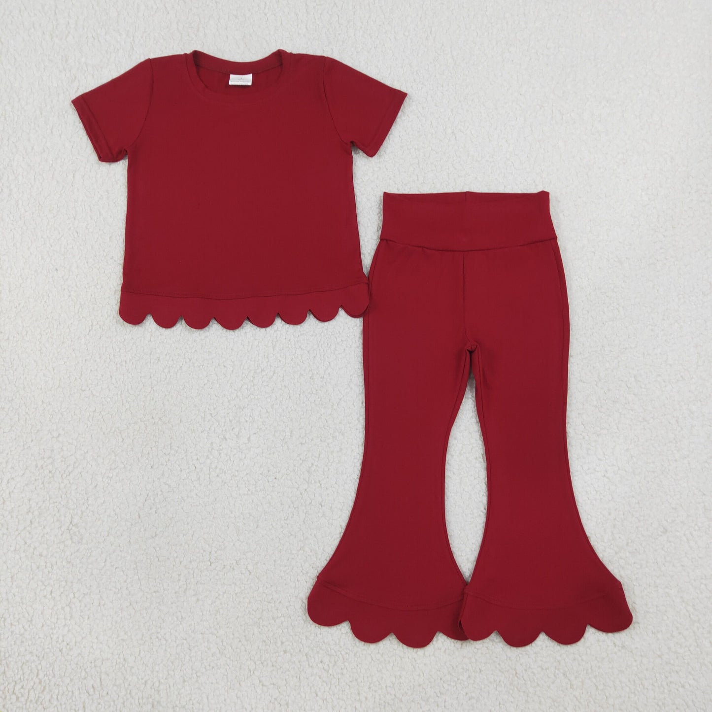 solid cotton callop girls outfit pants set