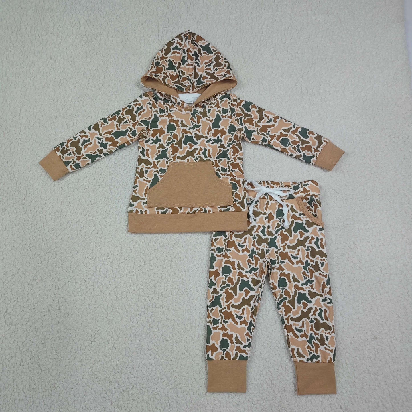 brown camo hoodie joggers set fall boys outfit