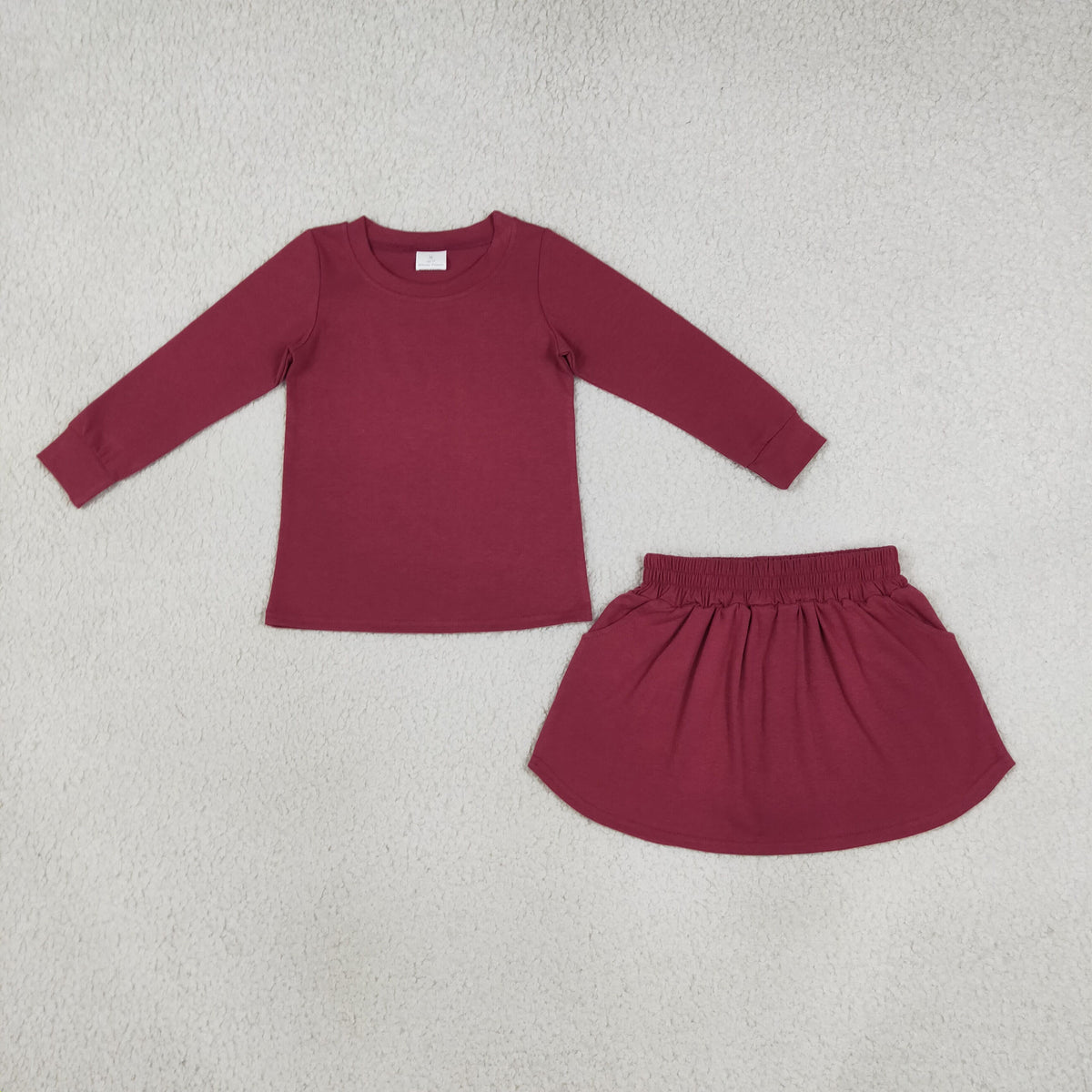 solid cotton maroon skort set girls clothing