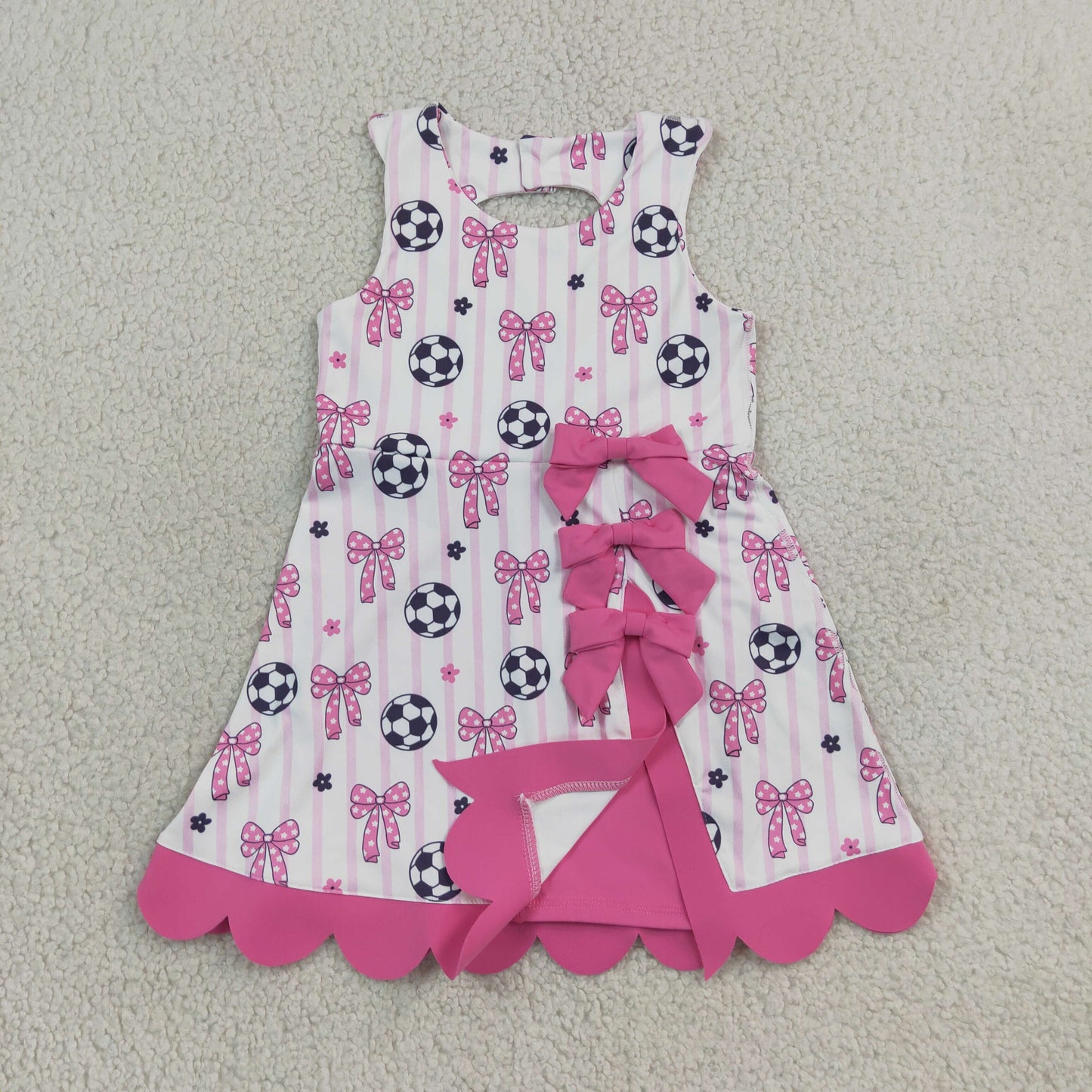 pink bow soccer athletic scallop dress