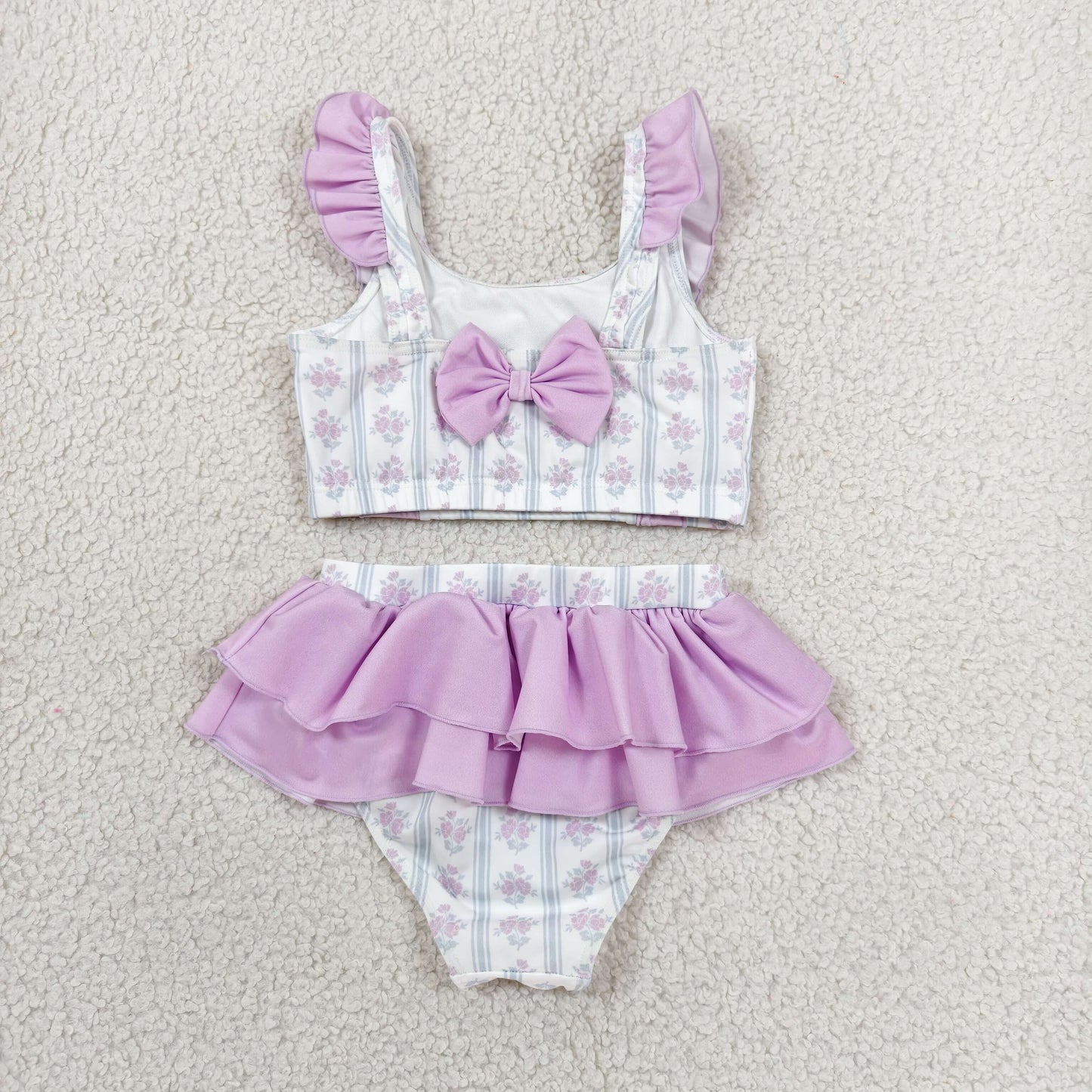 baby girl two pieces lavender floral swimsuit