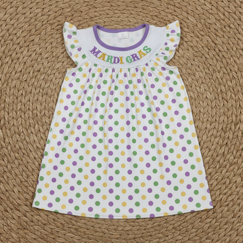 polk dots mardi gras embroidery dress