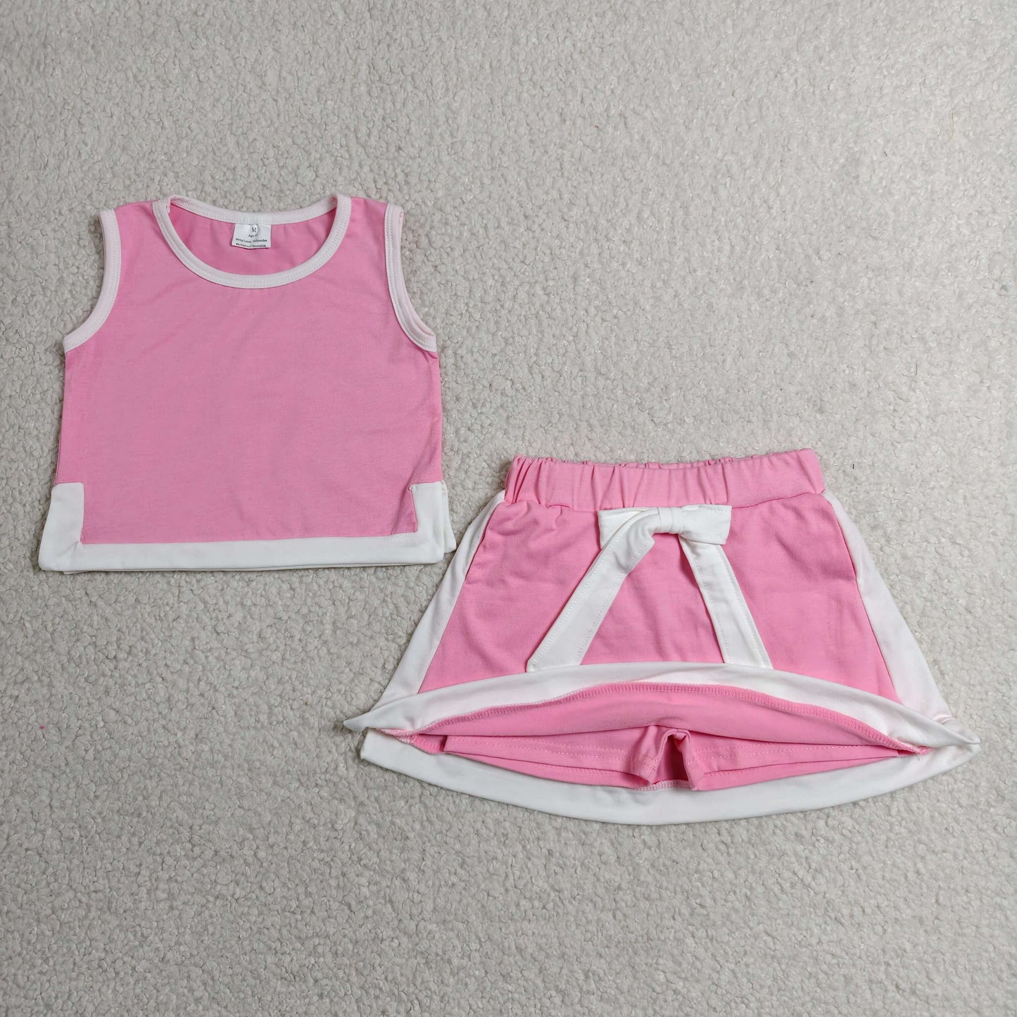 cotton white pink skort set girls clothing