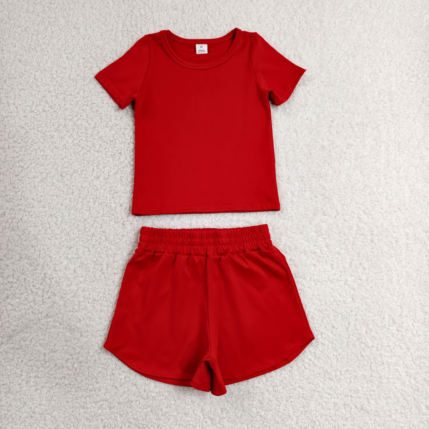 solid red athletic shorts set sports yoga toddler girl clothing