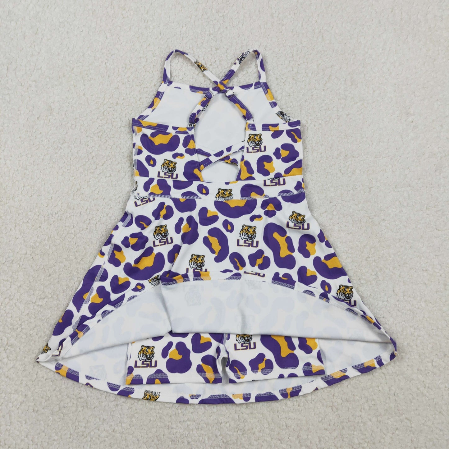 purple leopard tiger team athletic skort dress