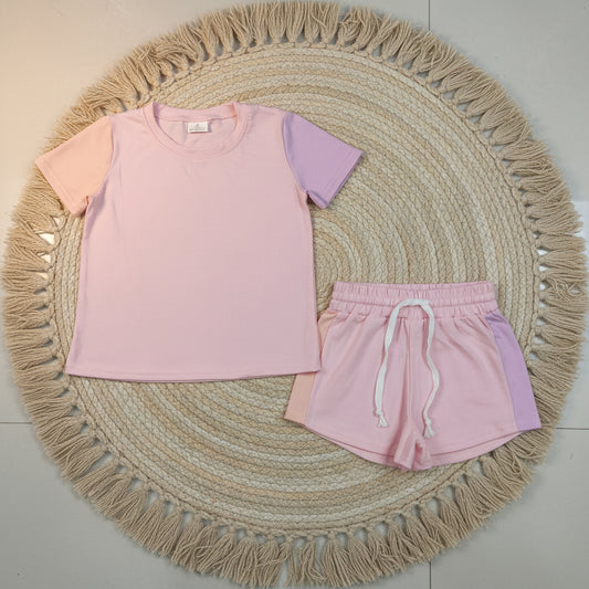 Contrast Color T-shirt and Shorts Set