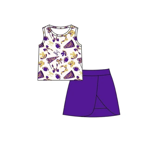 MOQ 5-pcs-custom-style-football-team-cheer-purple-girl-skorts-set