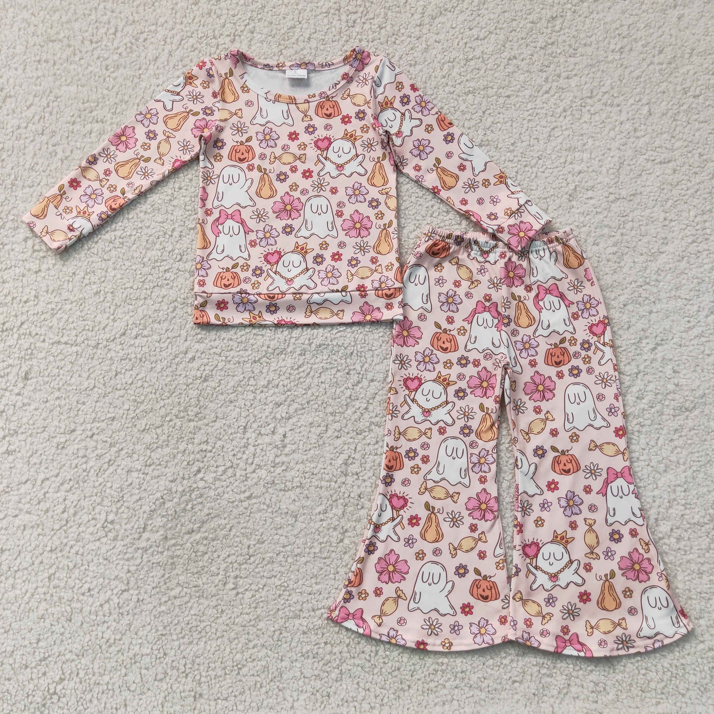 pumpkin ghost floral belle outfit costume party Halloween pants set