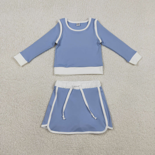 long sleeve solid skort set