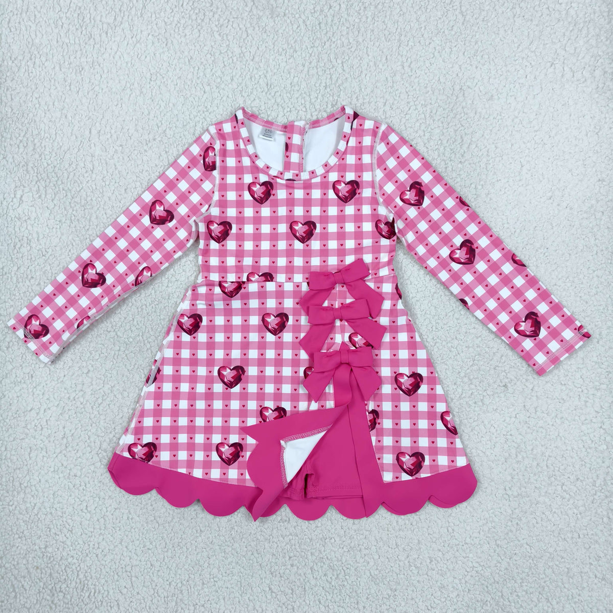 valentine's day pink plaid sweet heart scallop athletic dress