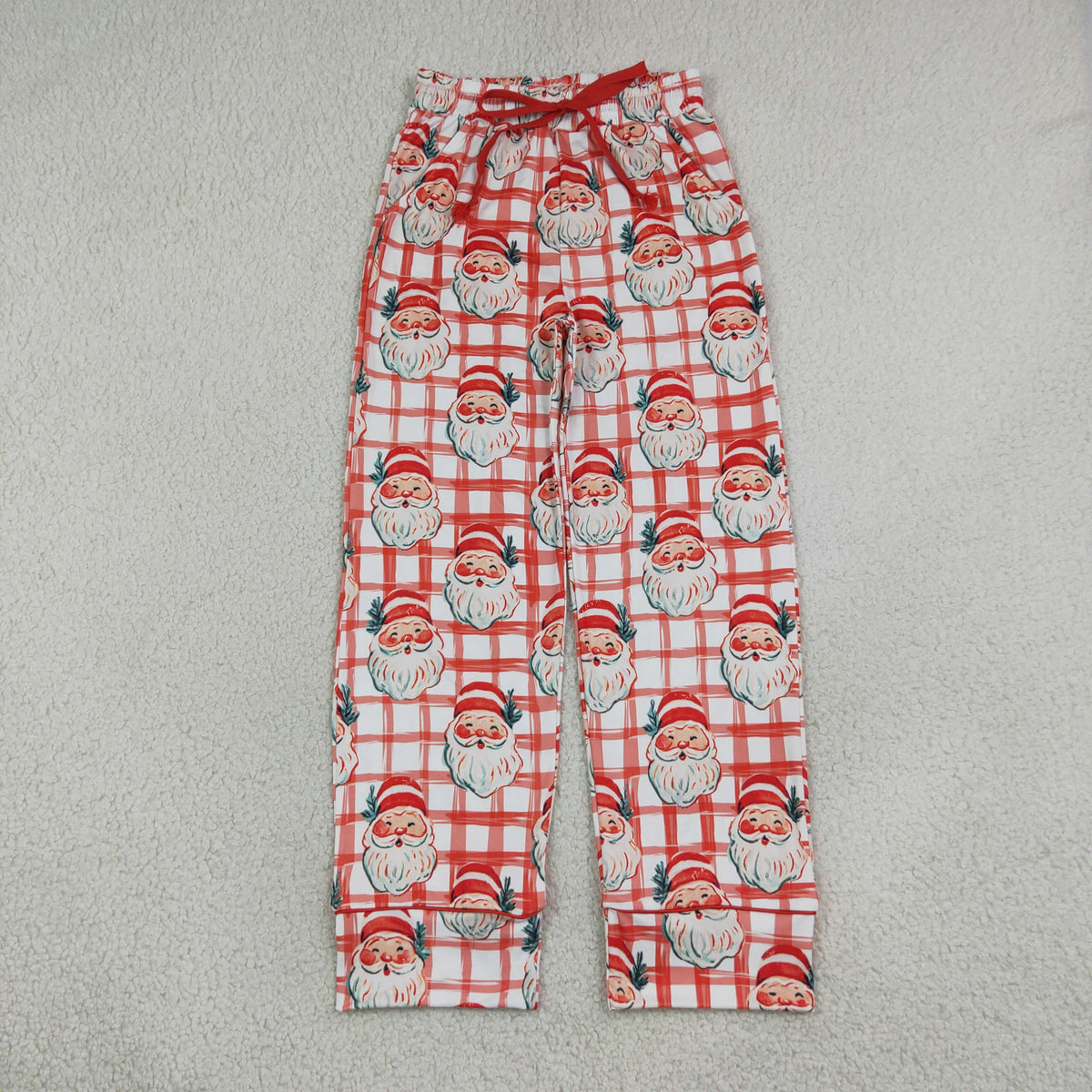 red plaid with santa women pants adult clothing for Halloween