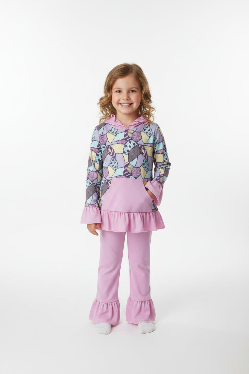 sally patchwork ruffle hoodie outfit