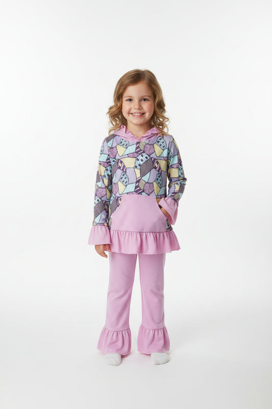 sally patchwork ruffle hoodie outfit