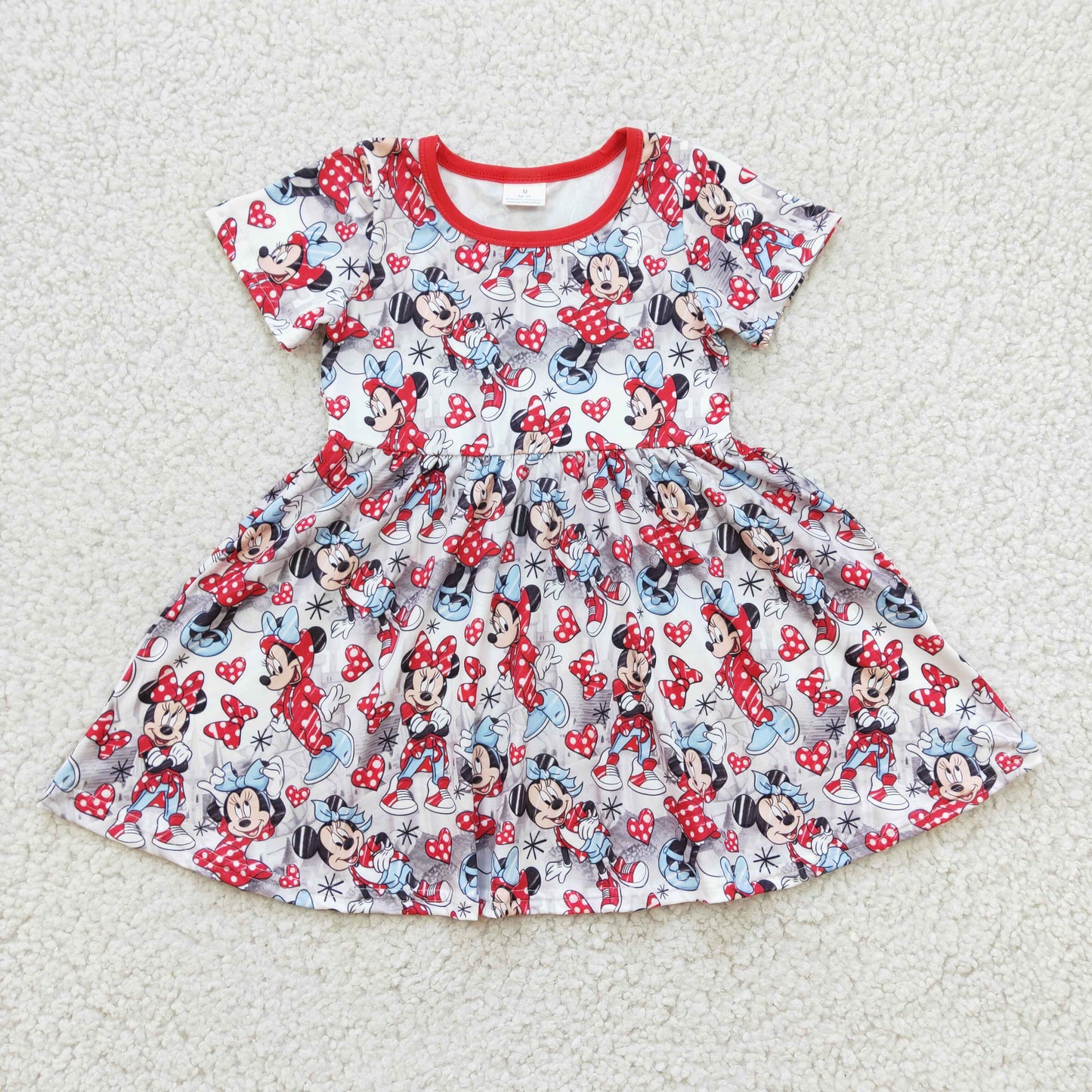 short sleeve cartoon mouse twirl dress