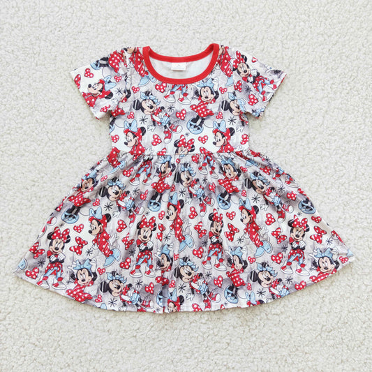 short sleeve cartoon mouse twirl dress