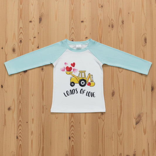 boy valentines raglan shirt loads of love BT0122