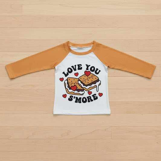boy raglan shirt valentines cake love you s'more  BT0123