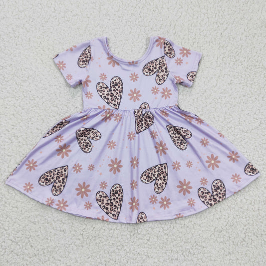 girl valentines purple twirl dress with heart and flower