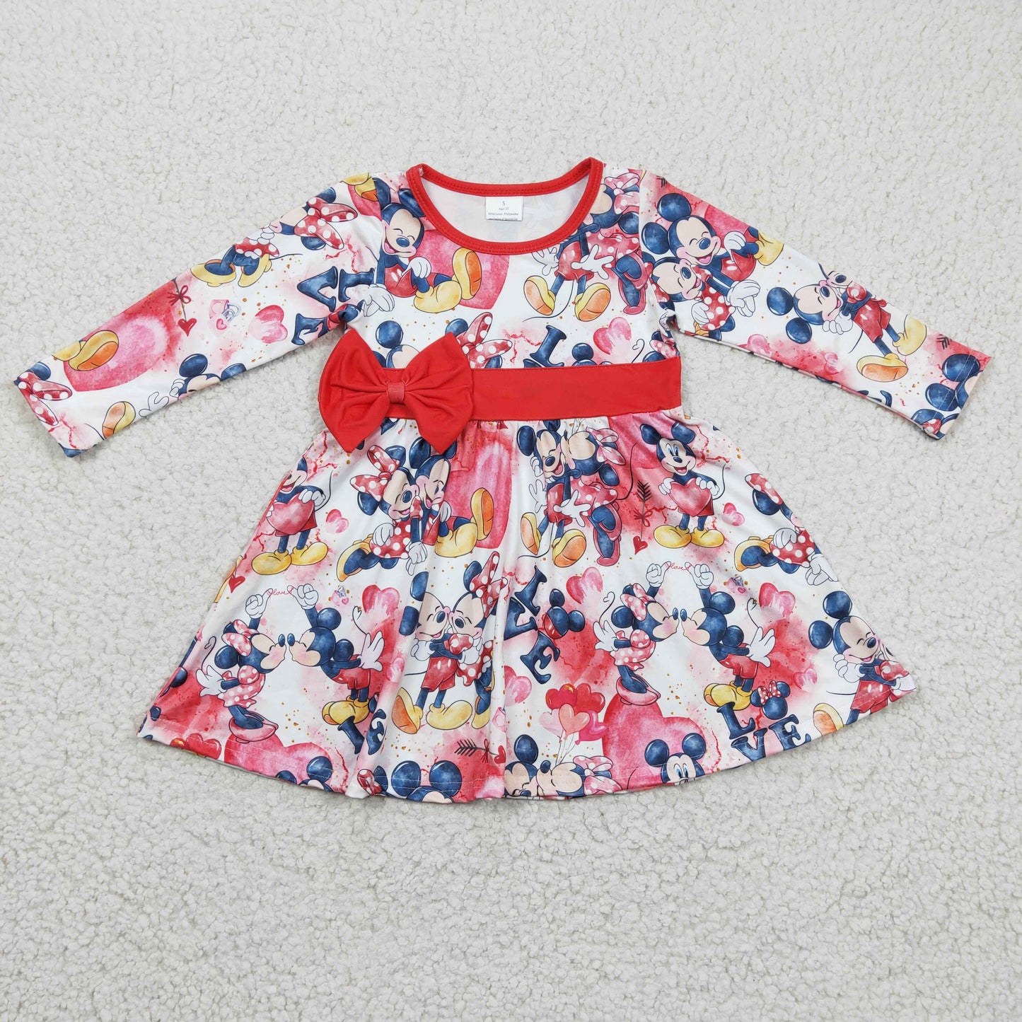 Valentine’s Day baby girl's cartoon twirl dress