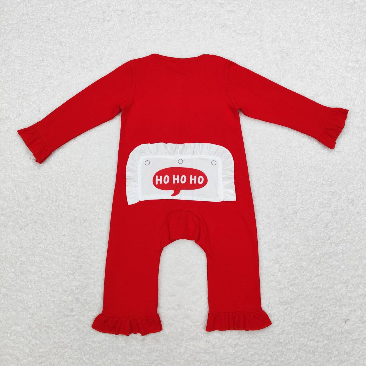 LR1668 Embroidered Santa Claus Lace Red Zipper Long Sleeve Bodysuit