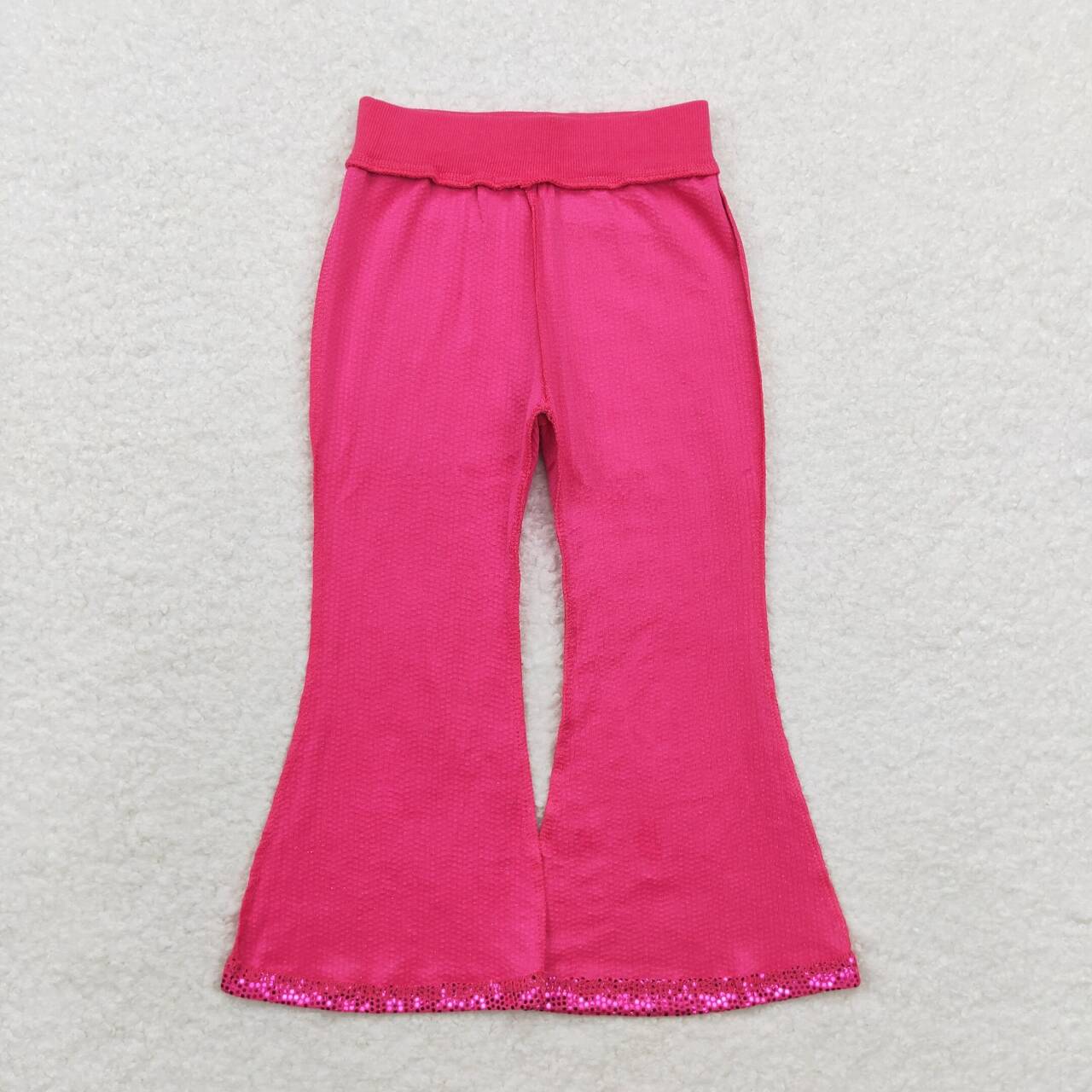 P0499 Mesh rose red sequined trousers