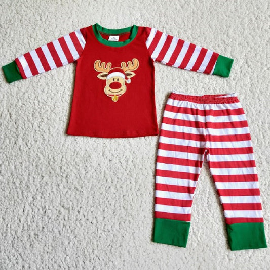 6 B2-22 Boys Embroidered Antlers Red Stripes Suit