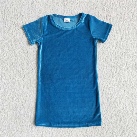 E4-18 BLUE COLOR VELVET DRESS