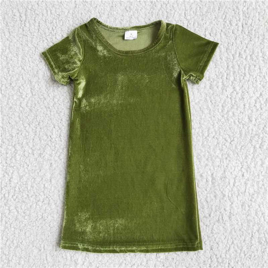D2-5 GREEN COLOR VELVET DRESS