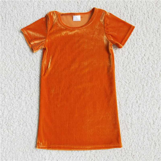 D8-5 ORANGE COLOR VELVET DRESS
