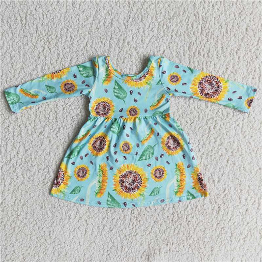 6 A1-13 Sunflower Blue Long Sleeve Dress