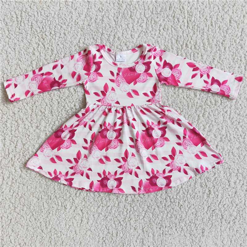 6 B2-15 Valentine's Day Flower Long Sleeve Dress