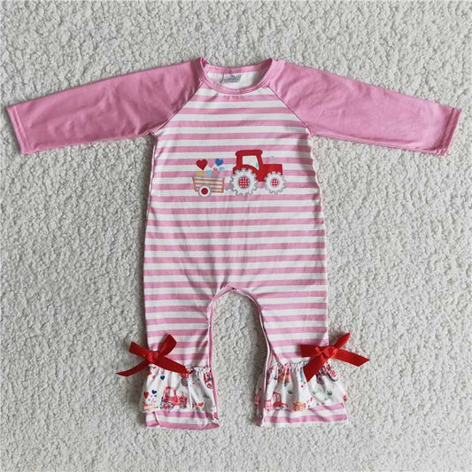 6 B9-18 truck love valentine romper