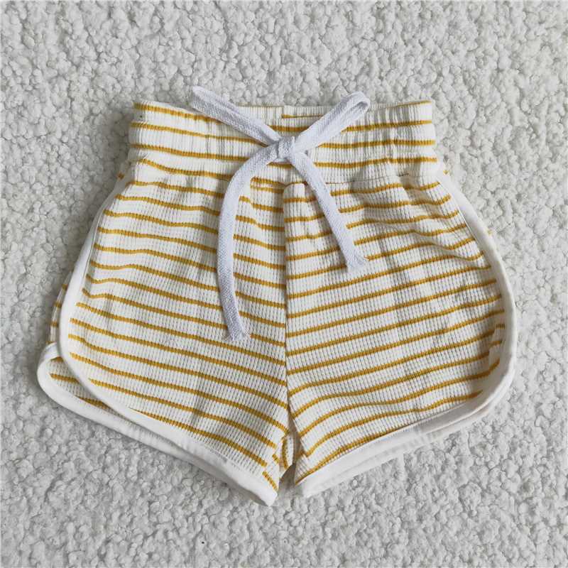 B0-4 Yellow Lace-Up Striped Shorts