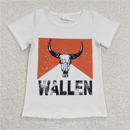 GT0146 WALLEN bull head white short-sleeved top