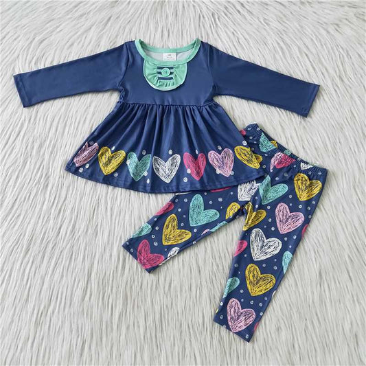 6 A23-7 Valentine's Day Heart Blue Long Sleeve Suit