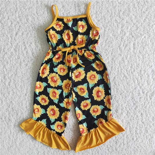 B14-22 New summer Girls Sling Sunflower Bodysuit