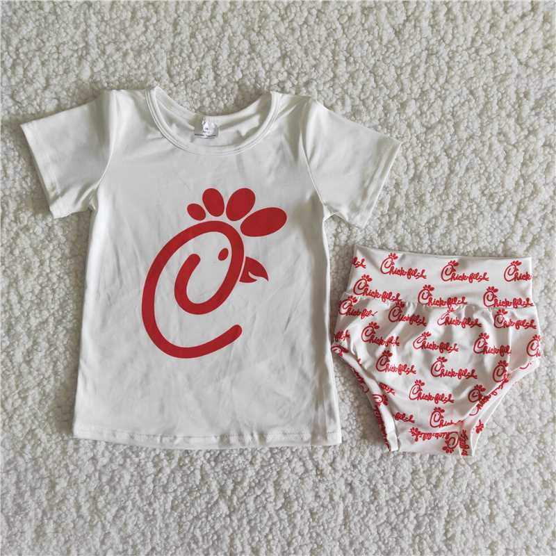 B17-15 Girls Short Sleeve  Circle Thong Set