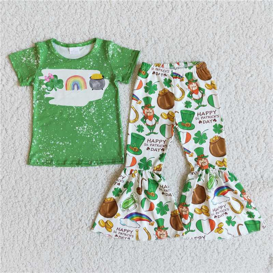 B16-11 Green Clover Short Sleeve + Pants Set