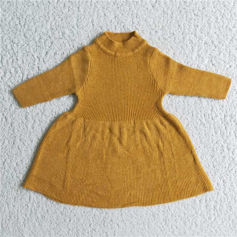 6 A5-13 Apricot Long Sleeve Sweater Dress